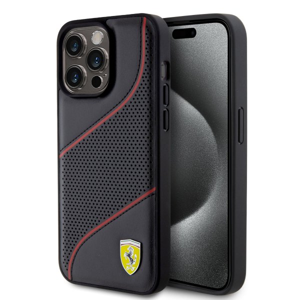 Ferrari iPhone 15 Pro Max Kuori Rei'itetty Musta