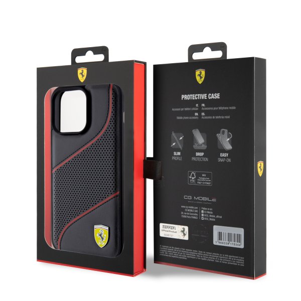 Ferrari iPhone 15 Pro Max Kuori Rei'itetty Musta