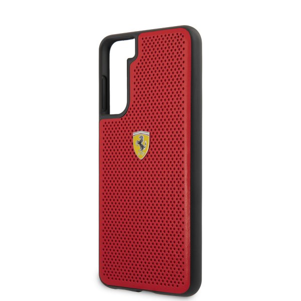 Ferrari Samsung Galaxy S21 -suojakuori, rei'itetty, punainen, logo