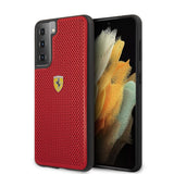 Ferrari Samsung Galaxy S21 -suojakuori, rei'itetty, punainen, logo