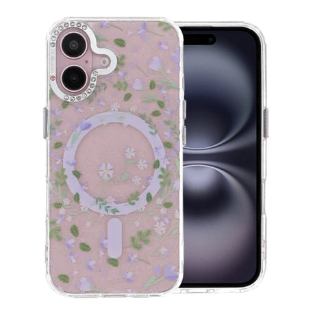 iPhone 16 Kuori Kukkakuvioinen MagSafe Violetti