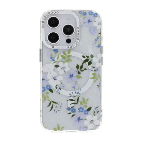 iPhone 16 Pro Max Kuori Kukkakuvioinen MagSafe Sininen