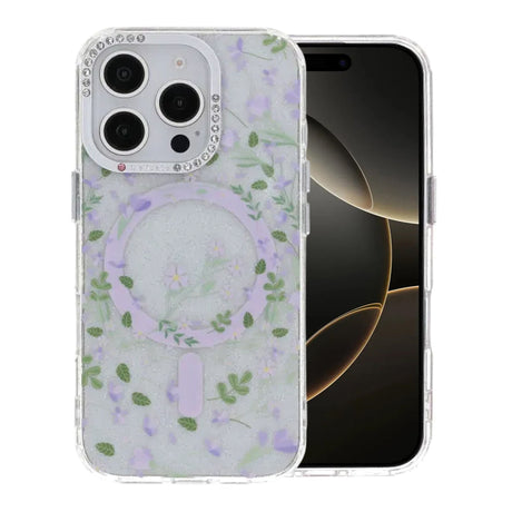 iPhone 16 Pro Max Kuori kukkakuvioinen MagSafe Violetti