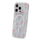 iPhone 16 Pro Max Kuori kukkakuvioinen MagSafe Vaaleanpunainen