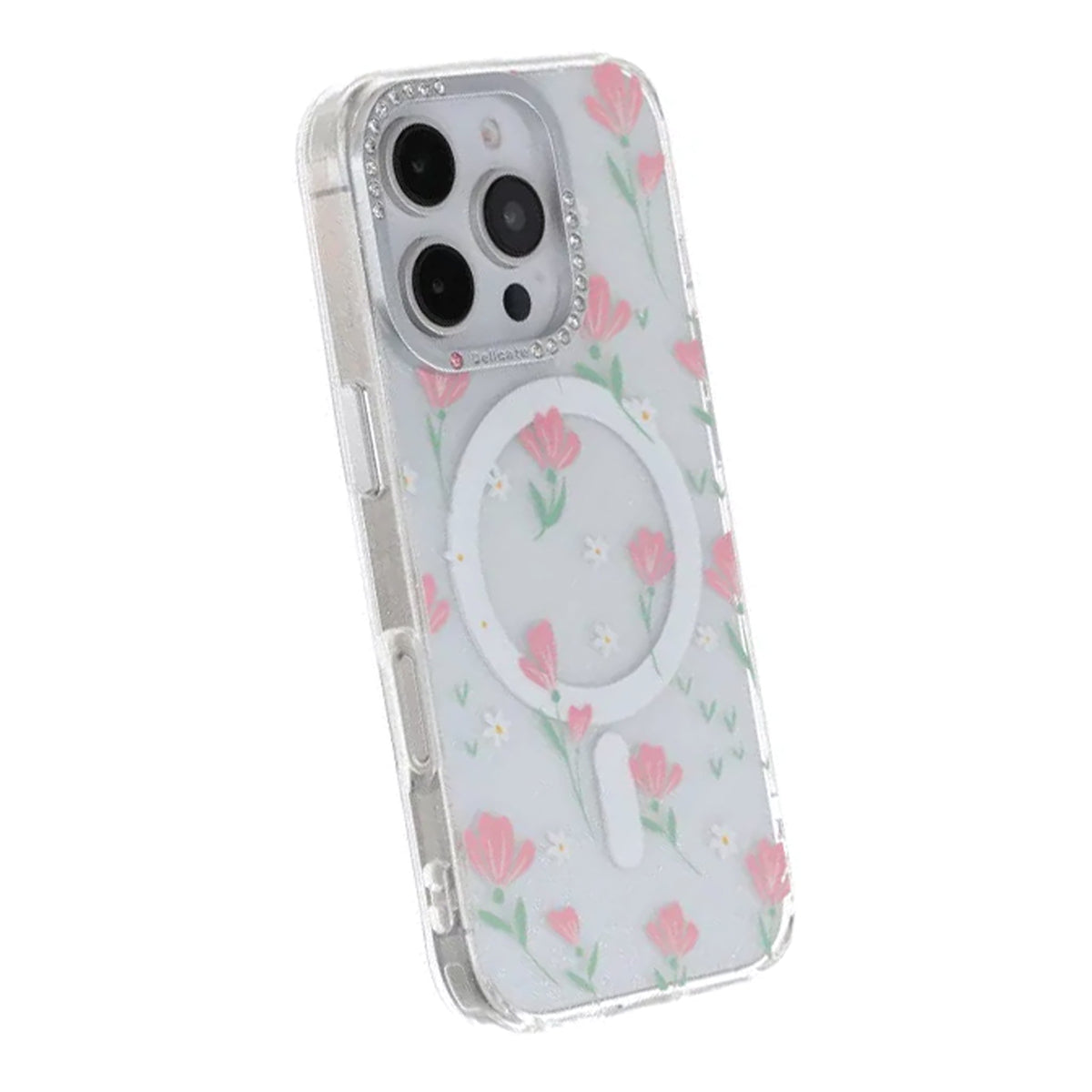 iPhone 16 Pro Max Kuori kukkakuvioinen MagSafe Vaaleanpunainen