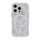 iPhone 16 Pro Max Kuori kukkakuvioinen MagSafe Vaaleanpunainen