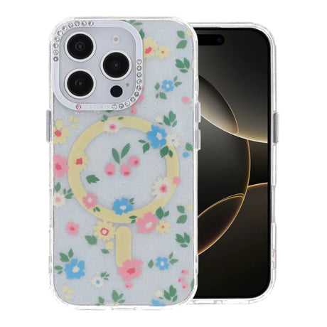 iPhone 16 Pro Kuori Kukkakuvioinen MagSafe Keltainen