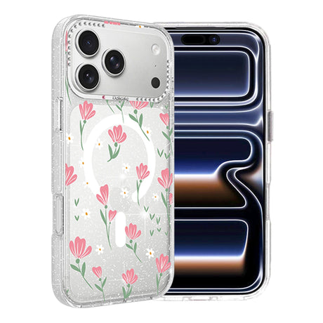 iPhone 17 Pro Max Kuori Kukkakuvioinen MagSafe Vaaleanpunainen
