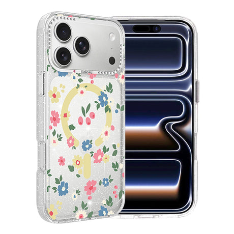 iPhone 17 Pro Kuori Kukkakuvioinen MagSafe Keltainen