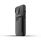 Mujjo iPhone 13 -kuori, täysnahkainen lompakkokotelo, musta