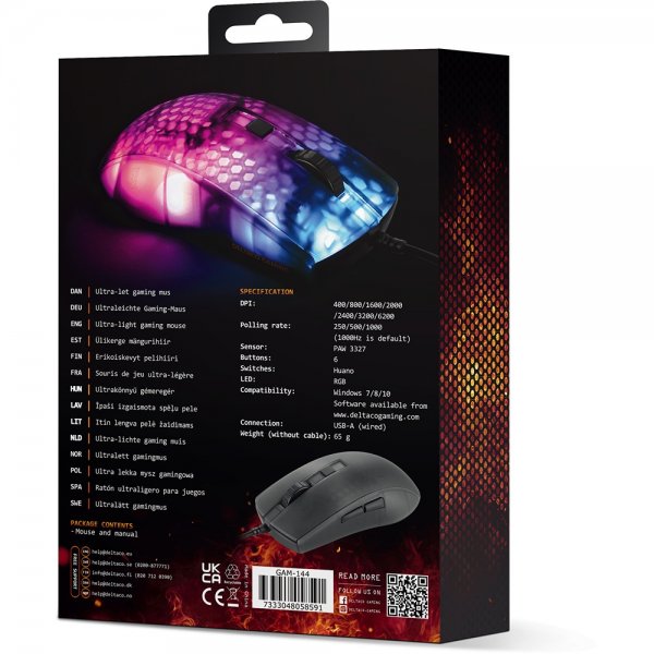 Deltaco Gaming DM310 Gaminghiiri Puoliläpinäkyvä RGB Musta