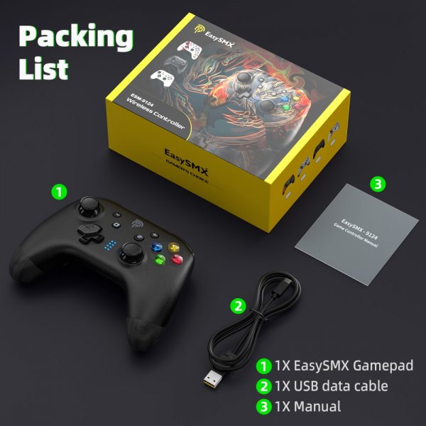 EasySMX Bayard 9124 Switch/Android/PC Ohjelmoitava Langaton Peliohjain Musta