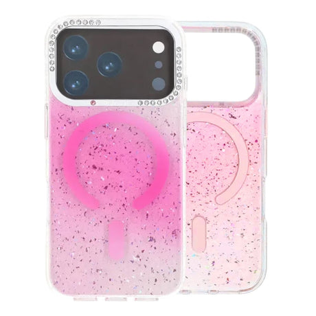iPhone 17 Pro Kuori Glitter Diamond MagSafe Vaaleanpunainen