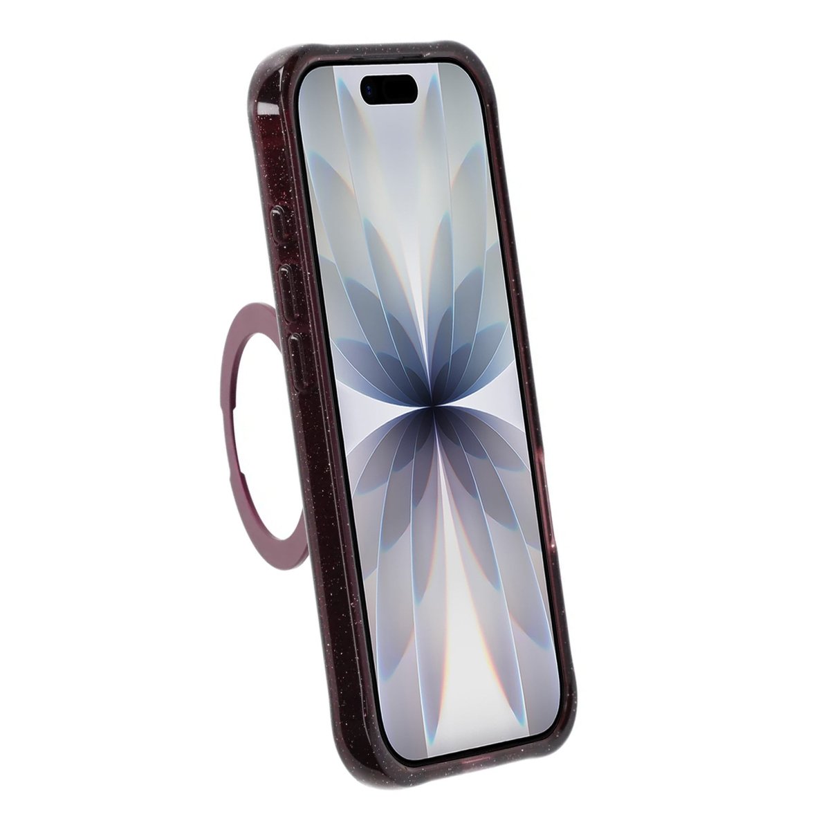 iPhone 17 Kuori Glitter Teline MagSafe Tummanpunainen