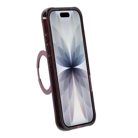 iPhone 17 Kuori Glitter Teline MagSafe Tummanpunainen