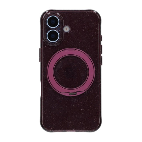 iPhone 17 Kuori Glitter Teline MagSafe Tummanpunainen