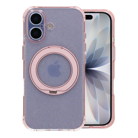 iPhone 17 Kuori Glitter Teline MagSafe Vaaleanpunainen