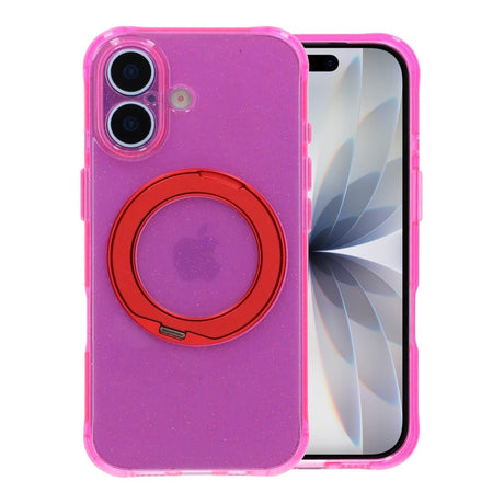 iPhone 17 Kuori Glitter Teline MagSafe Punainen