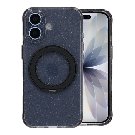 iPhone 17 Kuori Glitter Teline MagSafe Musta