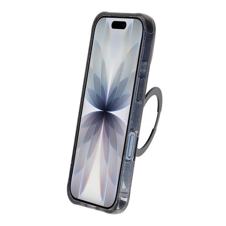 iPhone 17 Kuori Glitter Teline MagSafe Musta