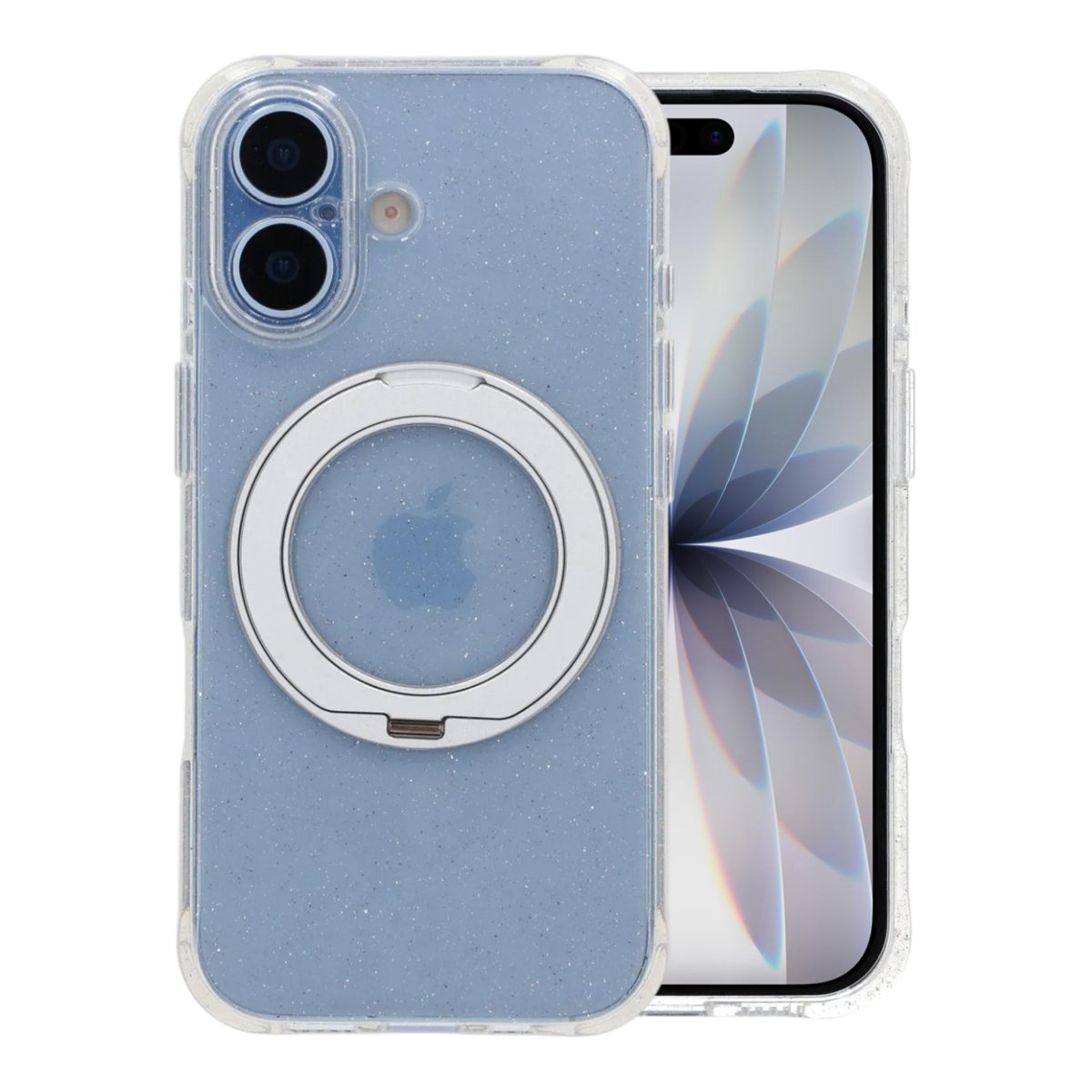 iPhone 17 Kuori Glitter Teline MagSafe Valkoinen