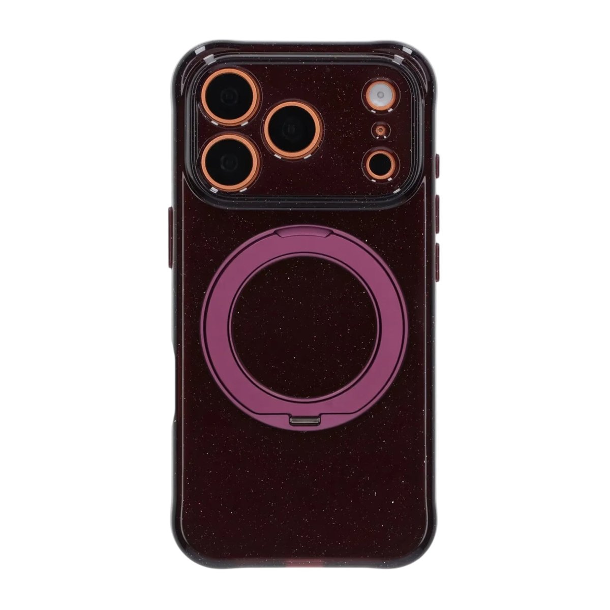 iPhone 17 Pro Max/iPhone 18 Pro Max Kuori, glitteriä, teline, MagSafe, Tummanpunainen