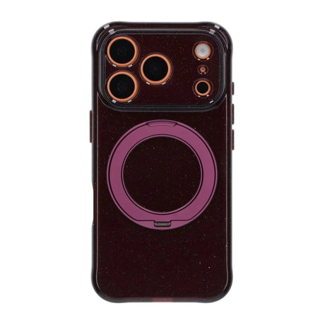 iPhone 17 Pro Max/iPhone 18 Pro Max Kuori, glitteriä, teline, MagSafe, Tummanpunainen