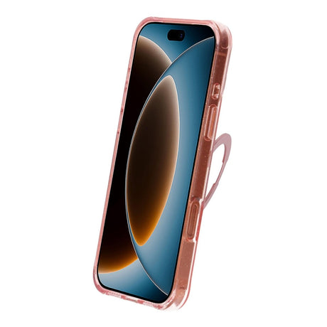 iPhone 17 Pro Max/iPhone 18 Pro Max Kuori, glitteriä, teline, MagSafe, Vaaleanpunainen