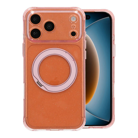 iPhone 17 Pro Max/iPhone 18 Pro Max Kuori, glitteriä, teline, MagSafe, Vaaleanpunainen