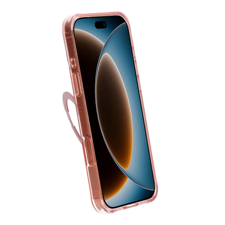 iPhone 17 Pro Max/iPhone 18 Pro Max Kuori, glitteriä, teline, MagSafe, Vaaleanpunainen
