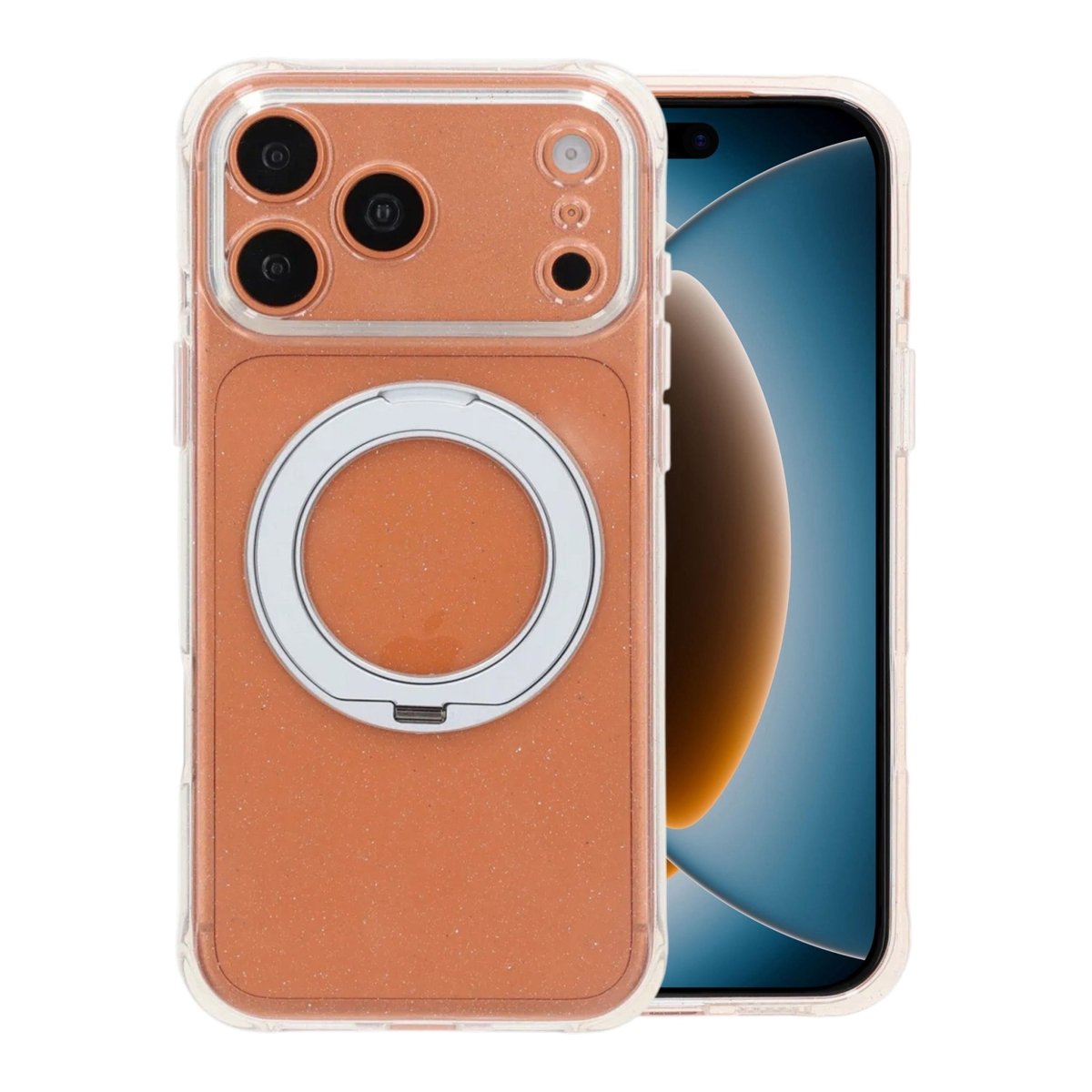 iPhone 17 Pro Max/iPhone 18 Pro Max Kuori, glitteriä, teline, MagSafe, Valkoinen