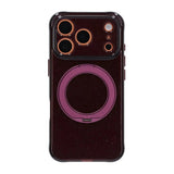 iPhone 17 Pro/iPhone 18 Pro Kuori, glitteriä, teline, MagSafe, Tummanpunainen