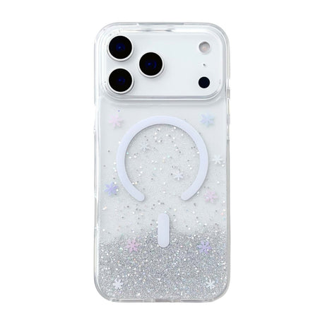 iPhone 17 Pro Max Kuori Glitter Tähdet MagSafe Hopea