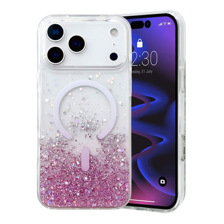 iPhone 17 Pro Kuori Glitter Tähdet MagSafe Vaaleanpunainen