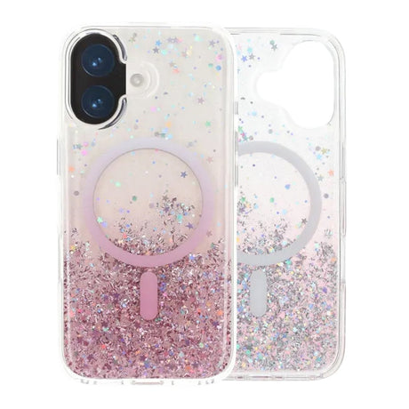 iPhone 17 Kuori Glitter Tähdet MagSafe Vaaleanpunainen