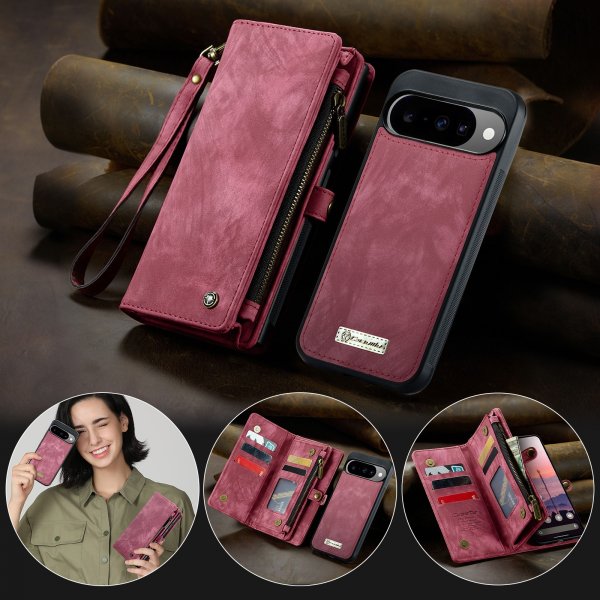 CaseMe Google Pixel 10/Pixel 10 Pro -kotelo 008 Series irrotettavalla kuorella, punainen