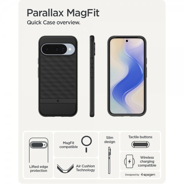 Spigen Google Pixel 10/Pixel 10 Pro Suojakuori Parallax MagFit Matte Black