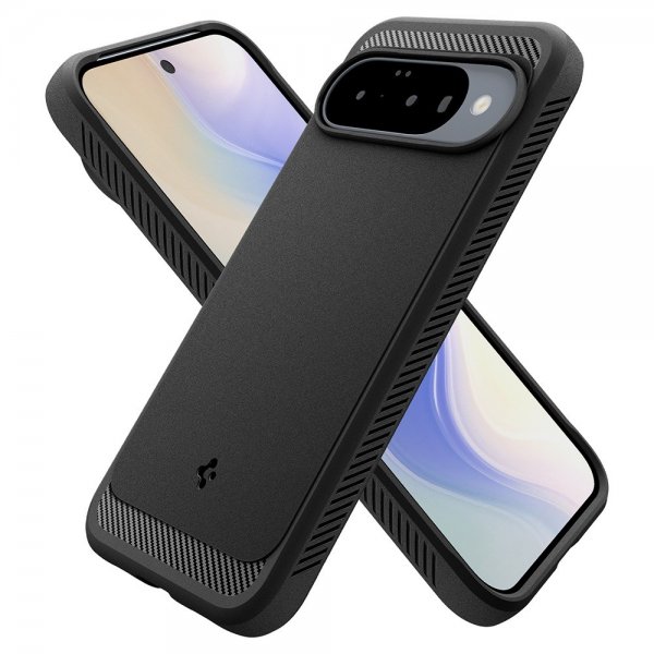 Spigen Google Pixel 10/Pixel 10 Pro -kuori, Rugged Armor MagFit, mattamusta