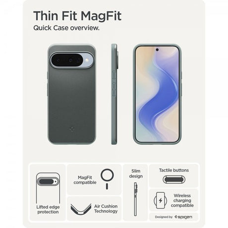 Spigen Google Pixel 10/Pixel 10 Pro -kuori Thin Fit MagFit Sage Green