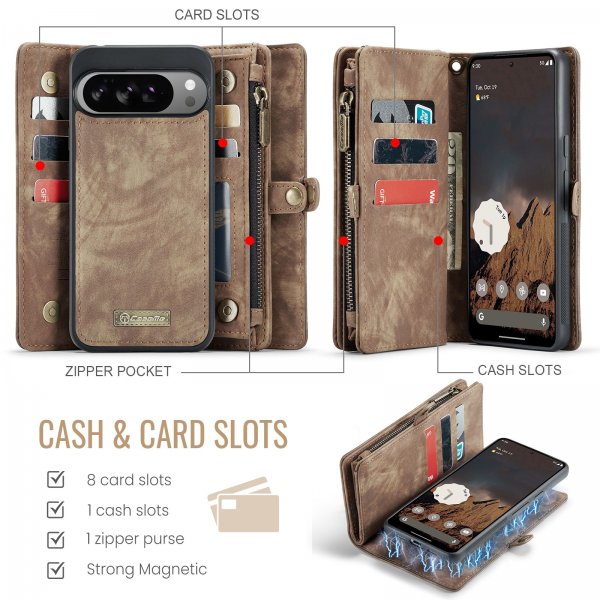 CaseMe Google Pixel 10 Pro XL Kotelo 008-sarja Irrotettava Kuori Ruskea