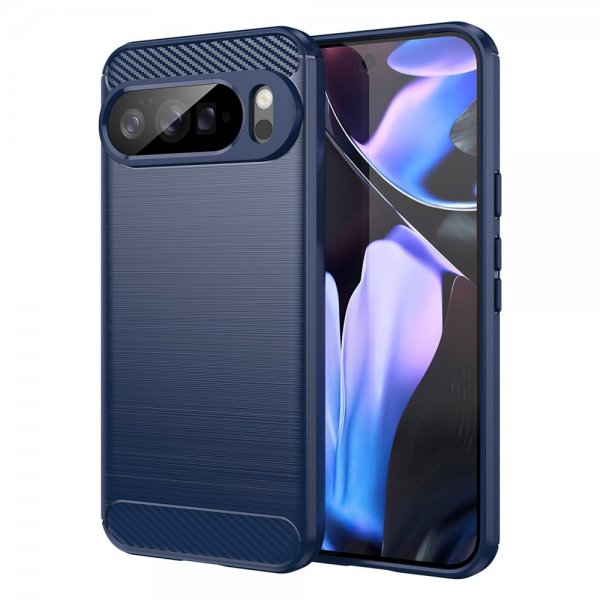 Google Pixel 10 Pro XL -harjattu hiilikuitukuvioitu kuori, sininen