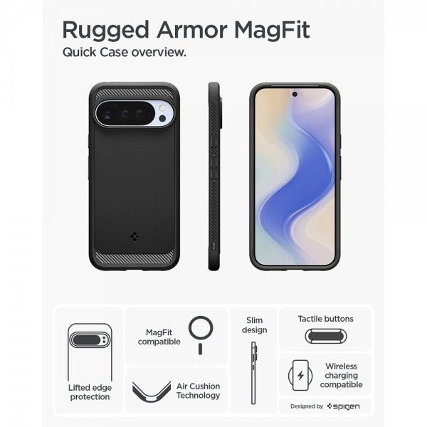 Spigen Google Pixel 10 Pro XL kuori Rugged Armor MagFit Matte Black