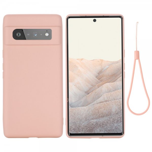 Google Pixel 6 Pro -kuori silikonihihnalla, vaaleanpunainen