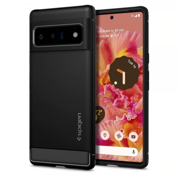 Spigen Google Pixel 6 Pro -kuori, Rugged Armor, mattamusta
