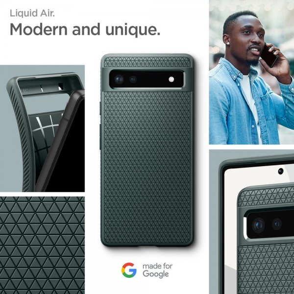 Spigen Google Pixel 6a -kuoret Liquid Air Midnight Green