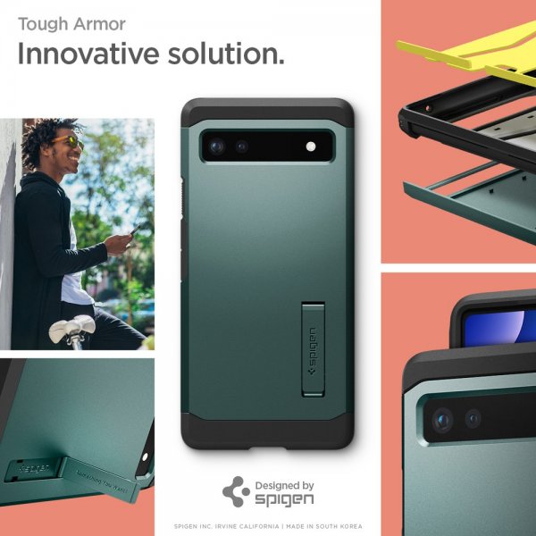Spigen Google Pixel 6a Suojakuori Tough Armor Midnight Green
