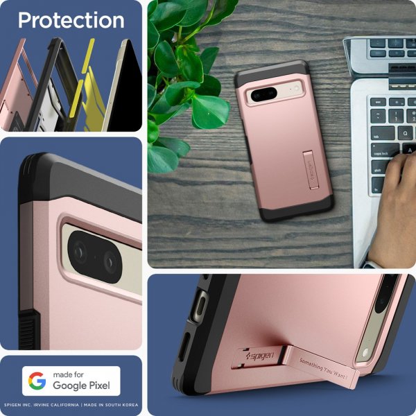 Spigen Google Pixel 7 -suojakuori Tough Armor, ruusukulta