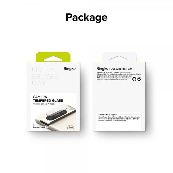 Ringke Google Pixel 8 Pro Kamerasuojalasi 3-pakkaus