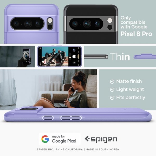 Spigen Google Pixel 8 Pro suojakuori Thin Fit Awesome Violet