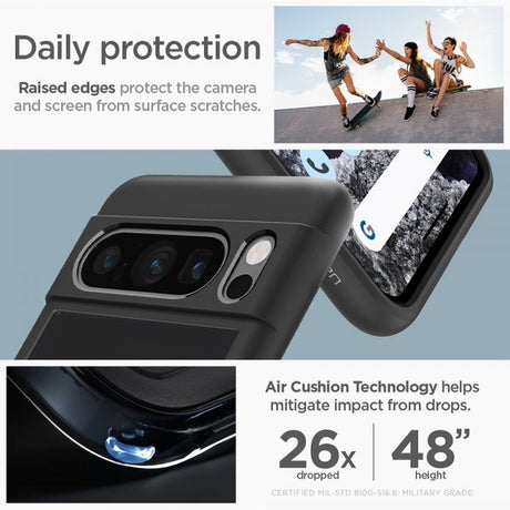 Spigen Google Pixel 8 Pro -kuori, Ultra Hybrid, mattamusta